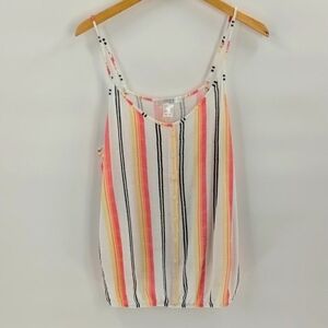 LASCANA for Venus Tank Top  size large white pink stripe elastic waist flowy